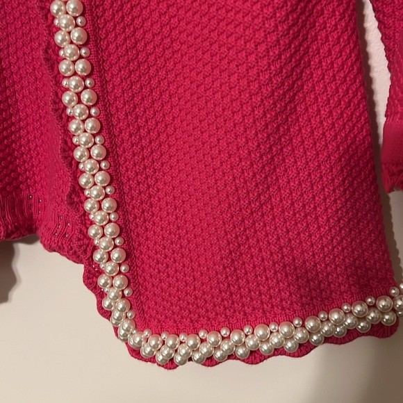 Boston Proper. Crochet Pink Perl Cardigan. Size S. - Picture 5 of 7